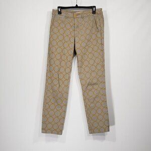 Anthropologie  Tan CHINO Relaxed  Size 29  Yellow Embroidered Circles